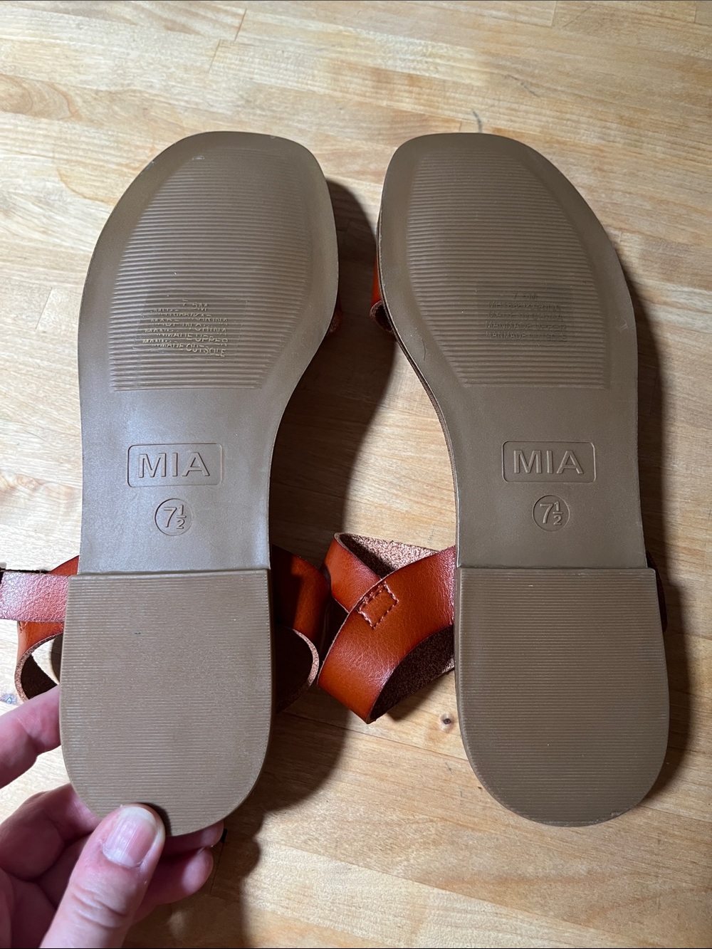 MIA Brown Leather Ankle-Strap Flat Sandals - Picture 2 of 3